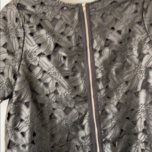 Black Faux Leather Floral Dress - Picture 4 of 5